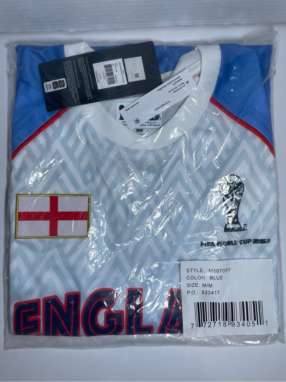 England Football Fan Jersey - Blue/White